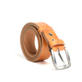 Cintura artigianale in cuoio con fibbia da 4 cm di colore giallo-rosso