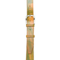 Cintura artigianale in cuoio con fibbia da 4 cm di colore giallo-verde - aperta