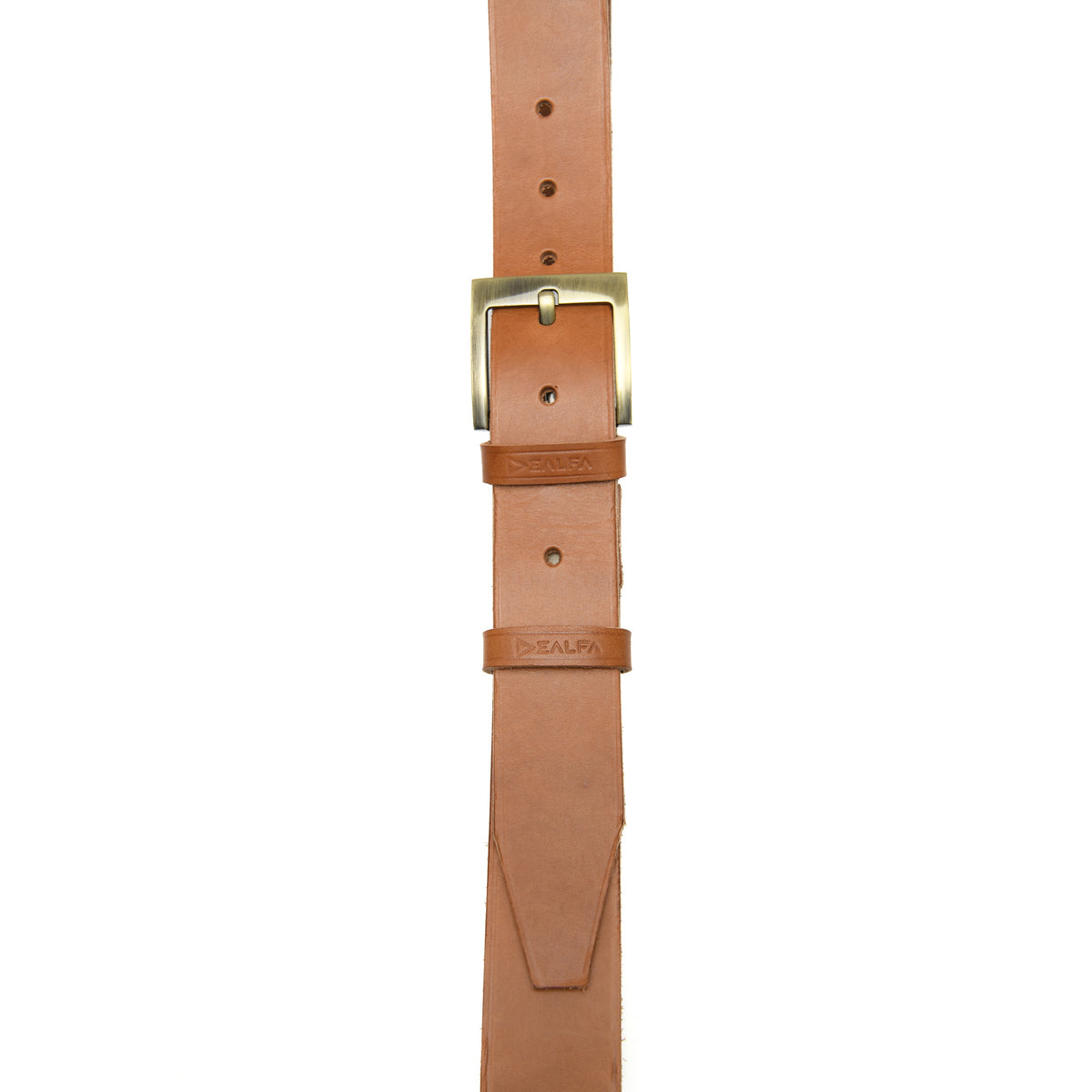 Cintura artigianale in cuoio con fibbia da 4 cm di colore naturale - aperta