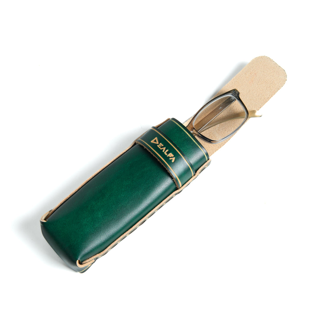 Medium-sized leather glasses case (Smooth)