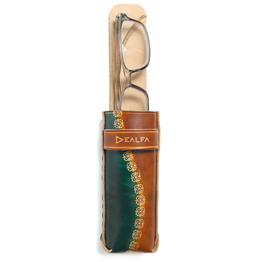 Medium-sized leather glasses case (Printed)
